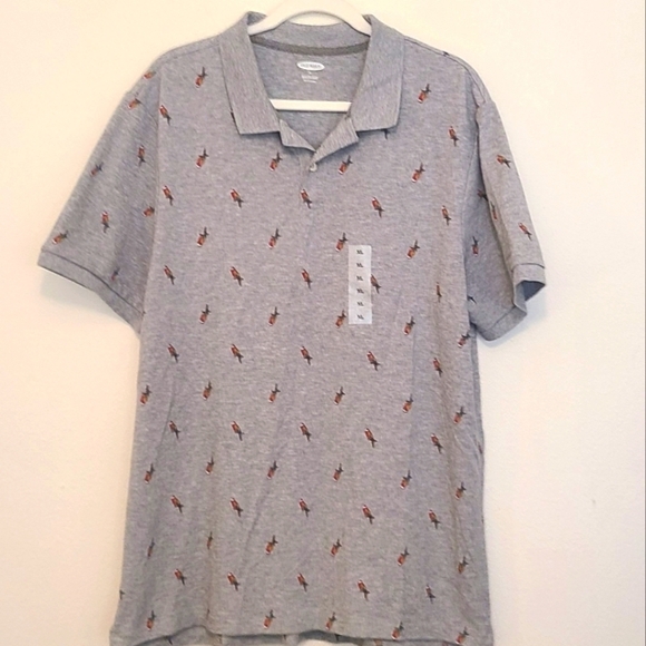Old Navy Other - Old Navy Built-In-Flex Short Sleeve Polo Shirt w/Parrot Print All Over